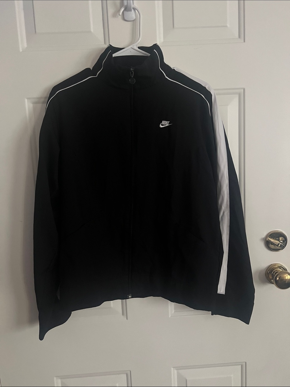 Nike Black Windbreaker Jacket with White Side Stripe